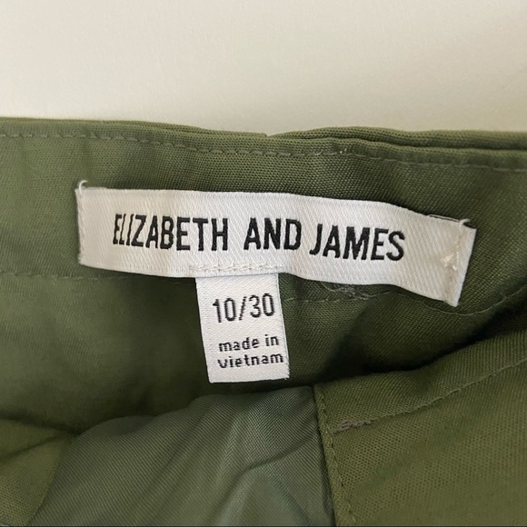 Elizabeth & James Paperbag Waist Cuffed Shorts Sz 10 Olive Green - Picture 10 of 12